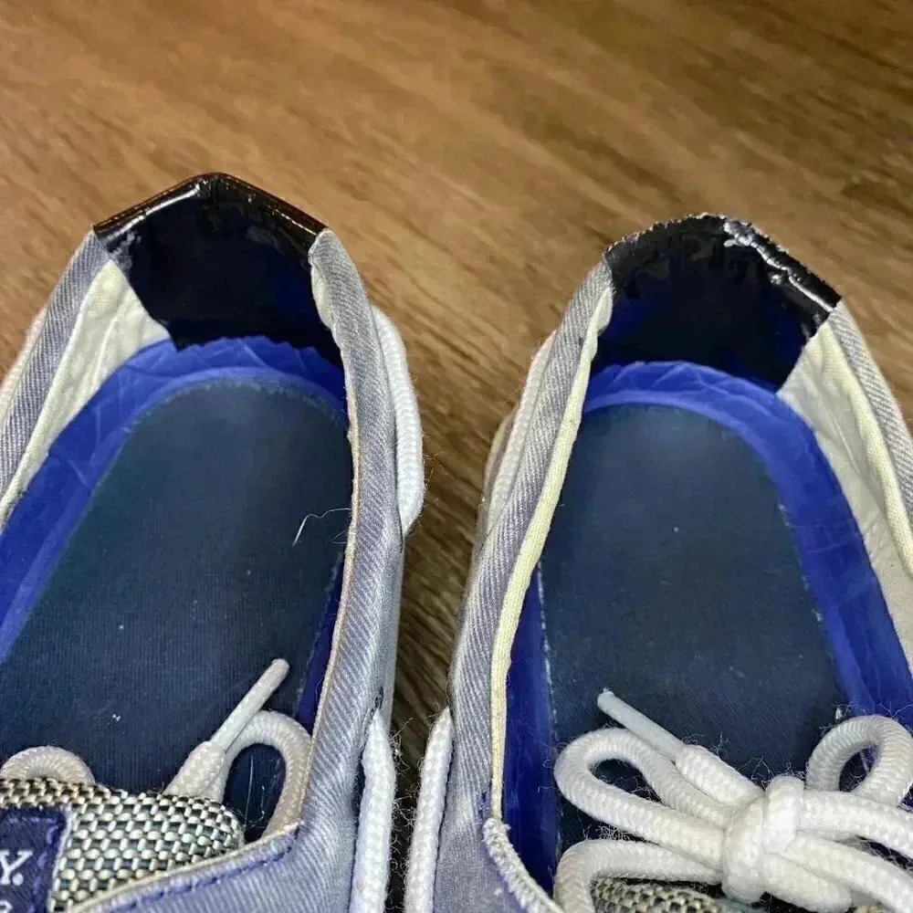 Mens Grey and Blue Sperry Boat Shoes - 9 - Picture 7 of 10